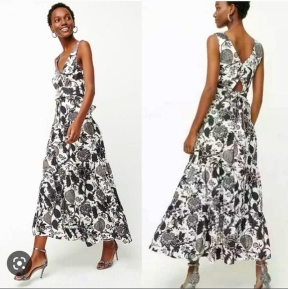 J. Crew Dresses & Skirts - New With Tags J. Crew Tiered Maxi Dress in Ratti Print Black and White (size 6)